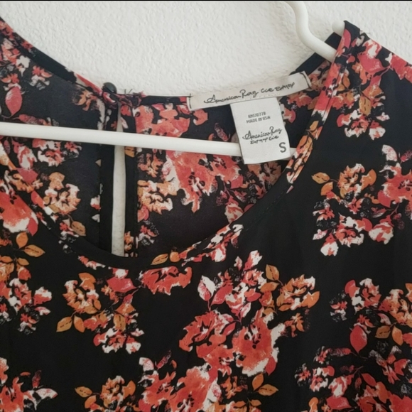 American Rag Camisole Red Orange Floral Dress - Picture 2 of 5